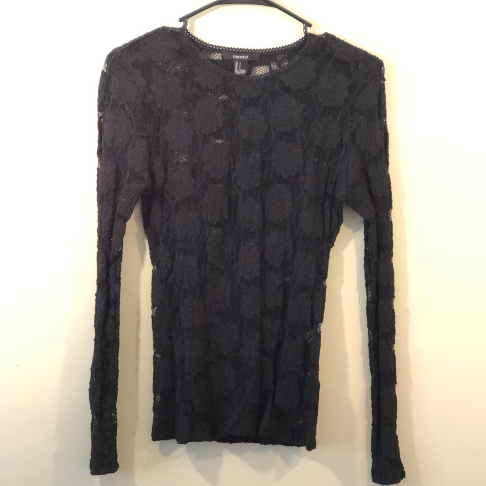 Black Lace Mesh Top